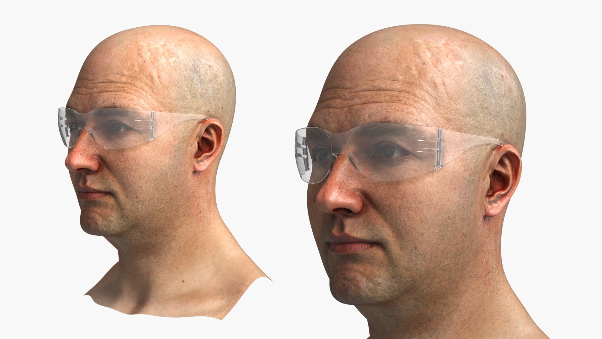 Industrial Safety Glasses on Face 3D model preview