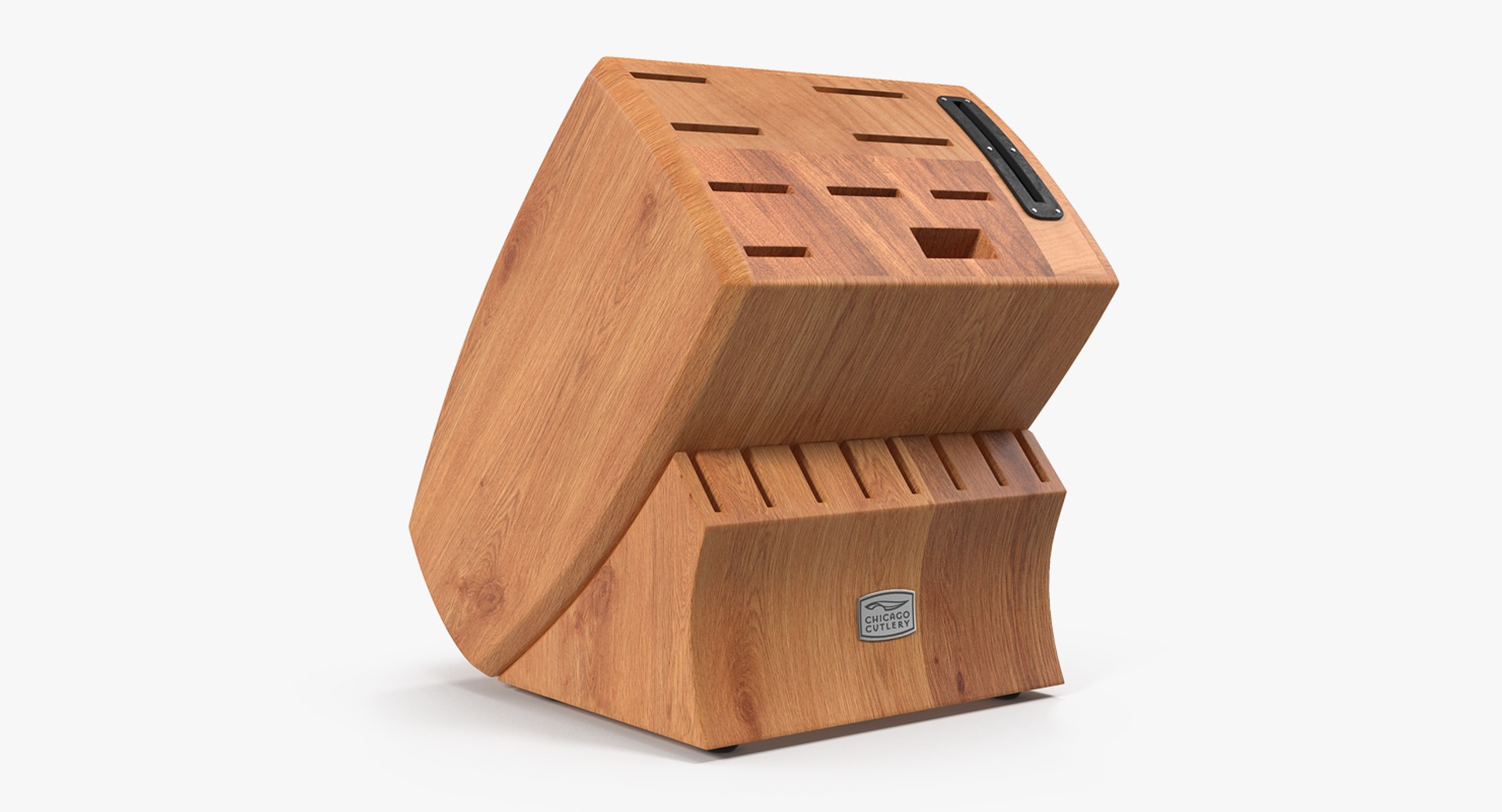 Empty Slot Wood Base Knife Block 3D model preview