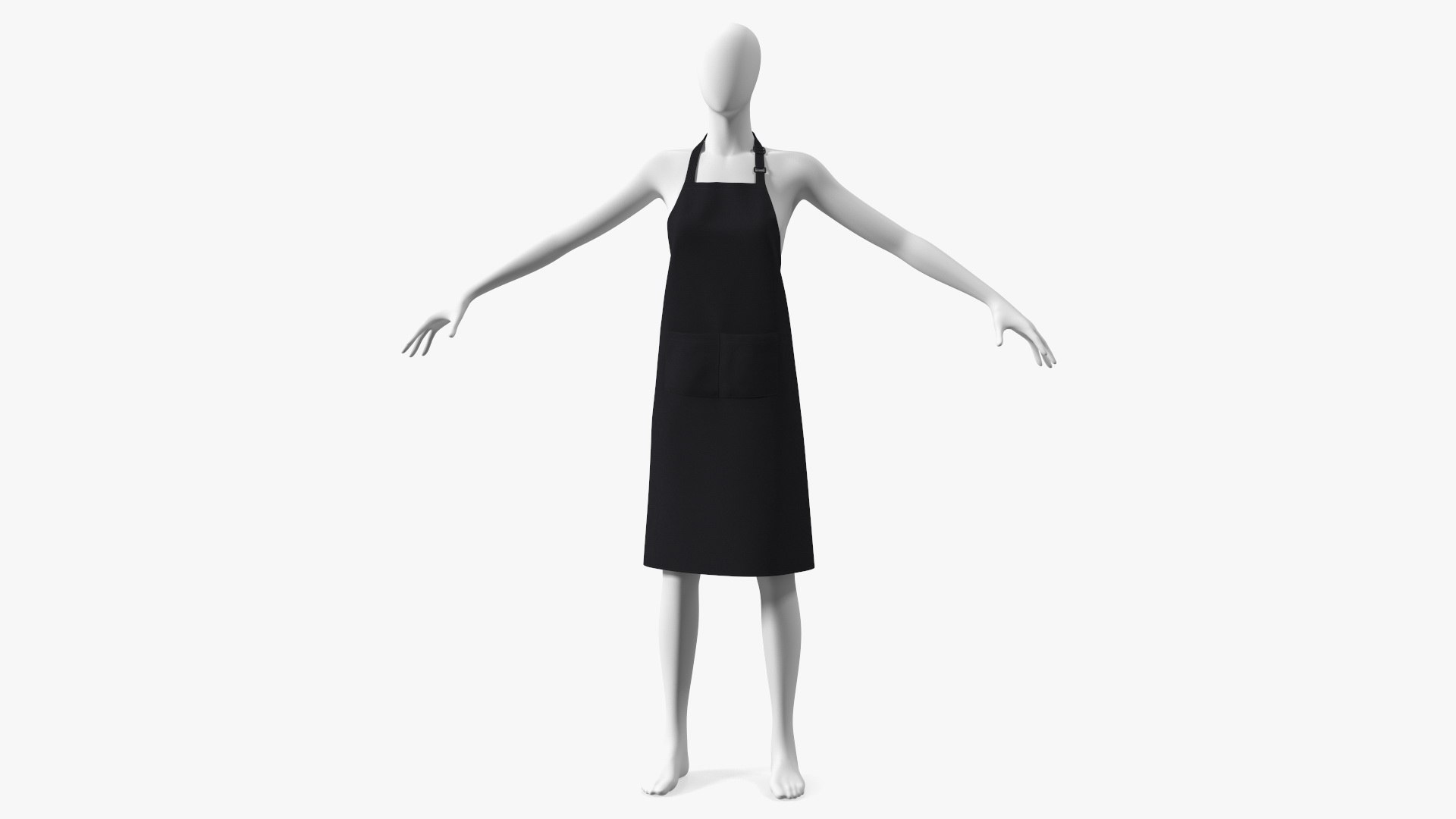 Cooking Apron Black on Women Mannequin 3D model preview