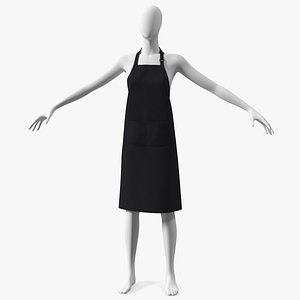 3D Cooking Apron Black on Women Mannequin
