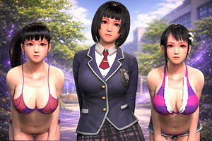 Woman character game ready female Rigged PBR Blender