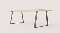 Oak Dining Table with Trapezoid Metal Legs