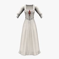 Sweet Queen Anne Neck Long Skirt Lace Sleeves Medieval Period Dress
