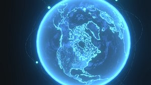 Animated Hologram Planet Earth Sci-Fi 3D Model 4k Textures