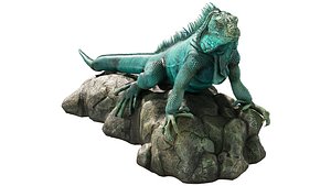 Iguana on a rock 3D