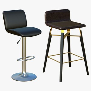 3D Stool Chair For Bar Realistic Leather model