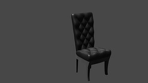 Black Tufted Leather Dining  Chair 3D model