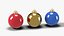 Christmas Bauble Ornaments Set of 3 - Red Gold Blue Holiday Decor