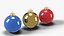 Christmas Bauble Ornaments Set of 3 - Red Gold Blue Holiday Decor