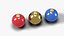 Christmas Bauble Ornaments Set of 3 - Red Gold Blue Holiday Decor