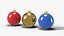 Christmas Bauble Ornaments Set of 3 - Red Gold Blue Holiday Decor
