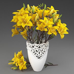 3D bouquet lilies