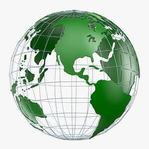 World globe solid color with wireframe