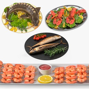 3D Plated Seafood Collection 2 model
