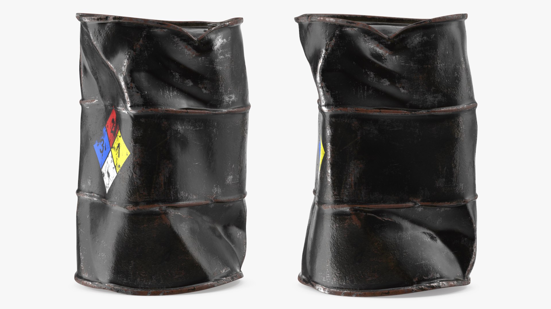 Damaged Chemical Barrel NFPA 704 3D model preview