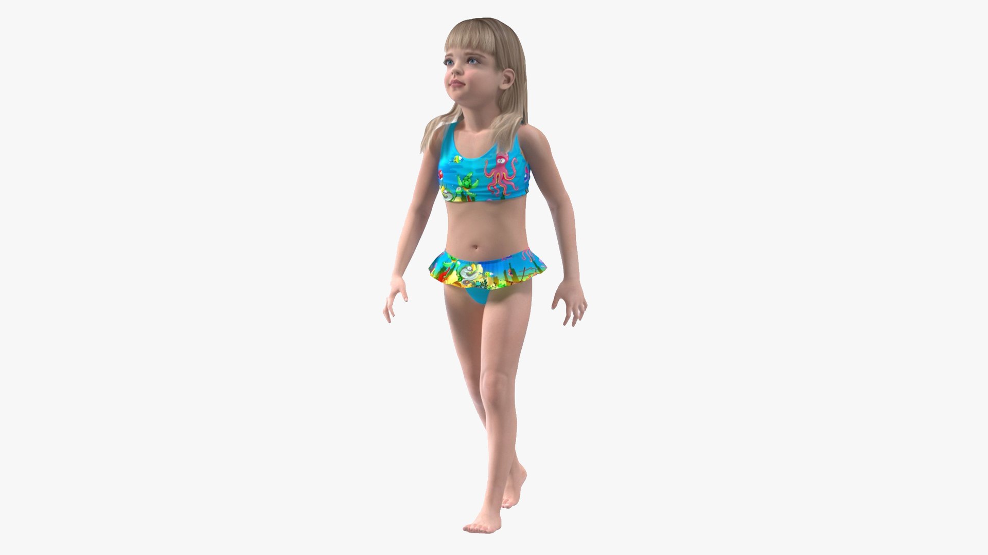 Child Girl Beach Style Rigged for Maya 3D model preview