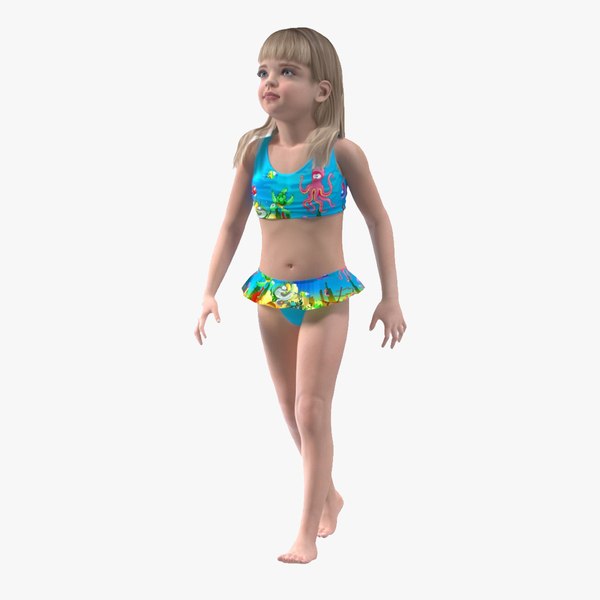 Child Girl Beach Style Rigged for Maya 3D