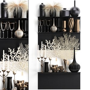 decorative set on a shelf with a coral