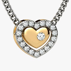 3D Two Hearts Gold Necklace