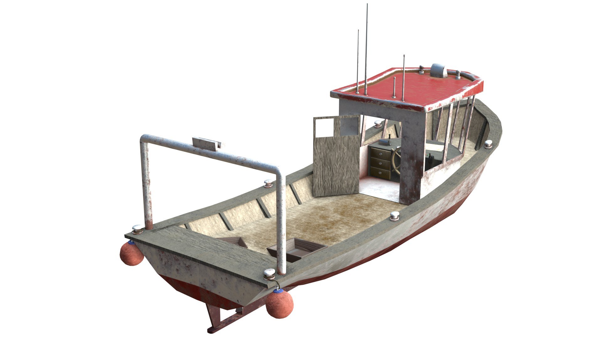 3D Old Rusty Fishing Boat - TurboSquid 2054093