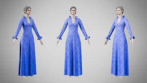 Dress 29 Very Light Blue With Design 3D model