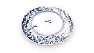 3D Blue Vintage Dinner Plate model