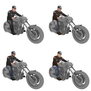 3D pack rigged man biker