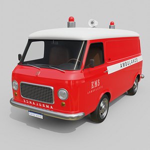 Realistic Vintage Ambulance Van High-Detail Game-Ready Asset model
