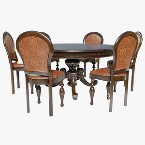 Classic Table with Chairs 3D model
