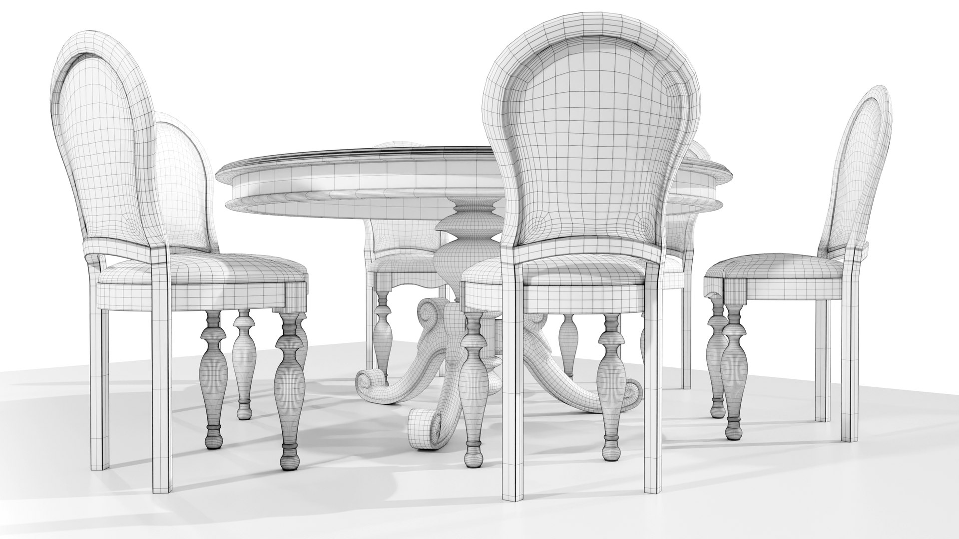 Classic Table With Chairs 3D Model - TurboSquid 2050928