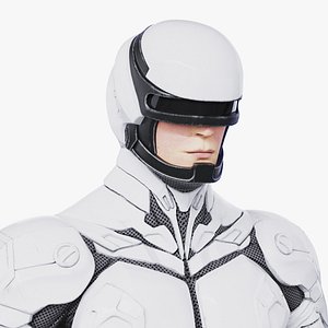 Futuristic Soldier in White Suit