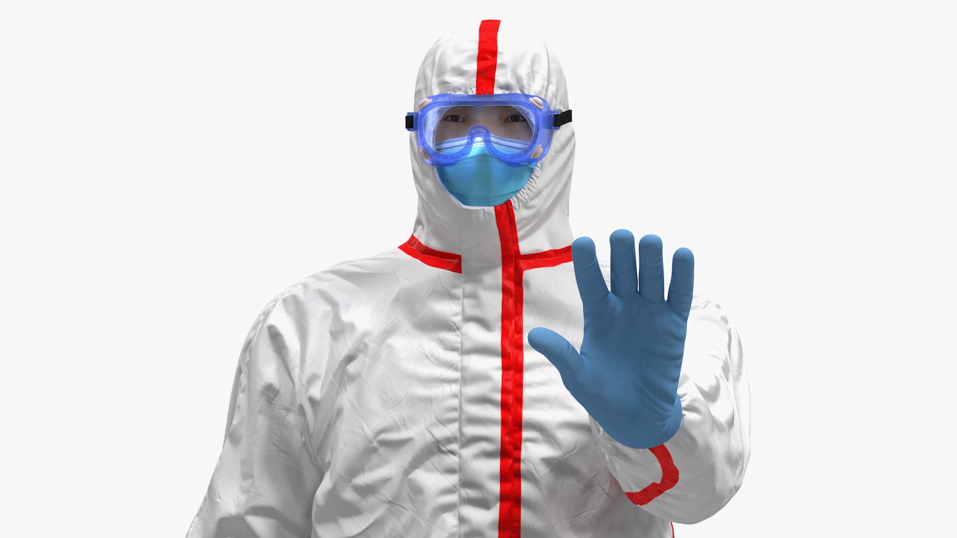 Chemical Protective Suit Rigged for Cinema 4D 3D model preview