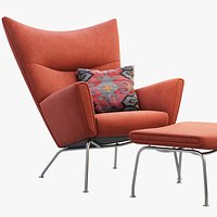 CH445 Wing Chair and ottoman