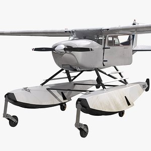Cessna 172 Seaplane Rigged 3D Model