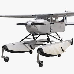 Cessna 172 Seaplane Rigged 3D Model