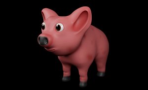 3D character cartoonic pig model