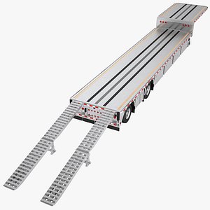 Flatbed Trailer with Ramp 3D model