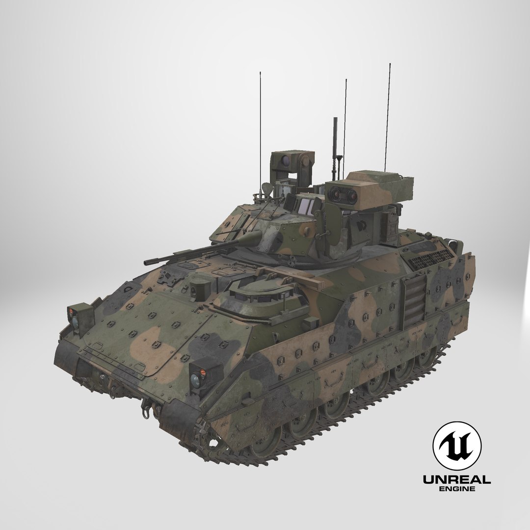 Bradley M2A3 Tank PBR model https://p.turbosquid.com/ts-thumb/GR/dDN5j1/zp/stemcell_unreal_render/png/1729778826/1920x1080/fit_q87/516823378a22f644e66f19aa39e782bf6e1ebc37/stemcell_unreal_render.jpg