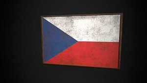 Old Picture Frame With Czechoslovakia  Flag - Game Ready PBR Low-poly 3D Model 3D model