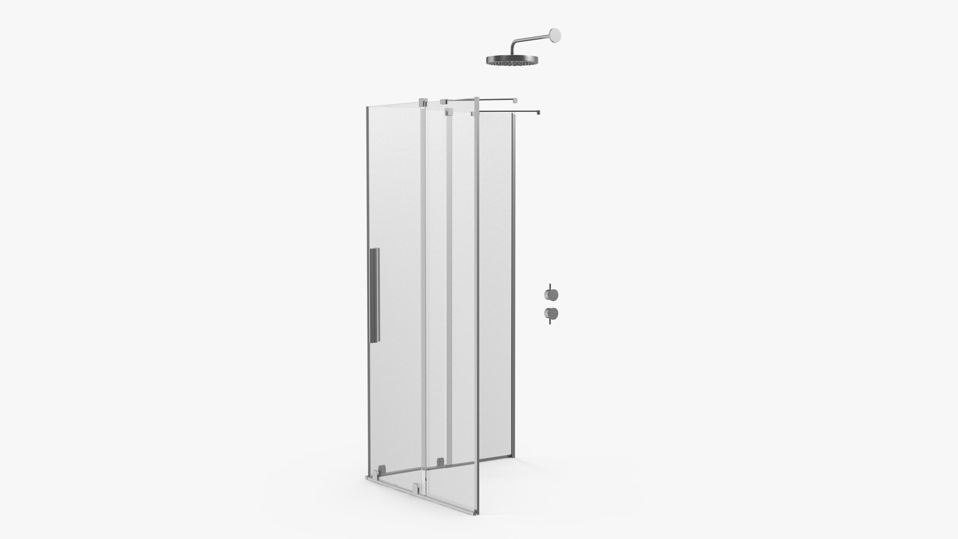 Glass Shower Enclosure Sliding Doors Silver 3d Model Turbosquid 2062697 2787