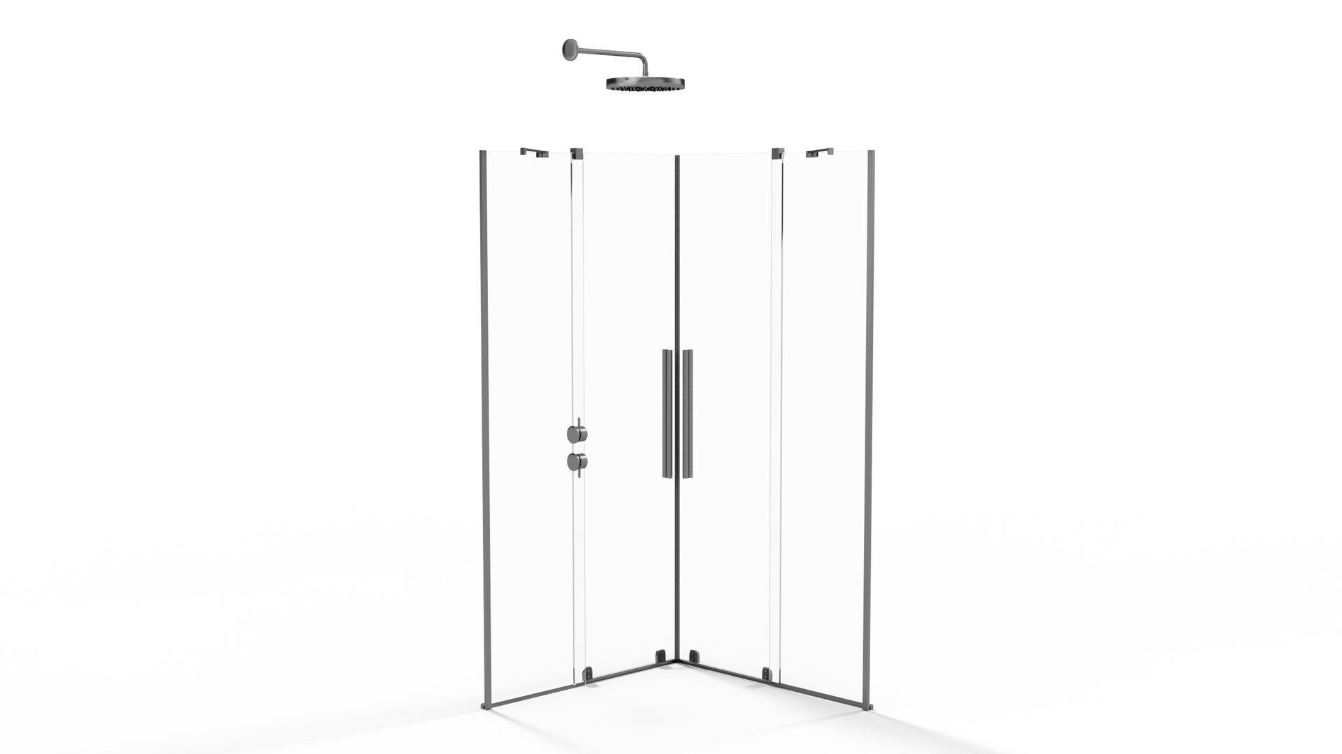 Glass Shower Enclosure Sliding Doors Silver 3D model preview