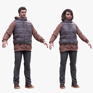 3D model Man and Woman in Autumn Outfit 2