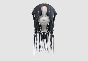 3D long stylized hairstyle model