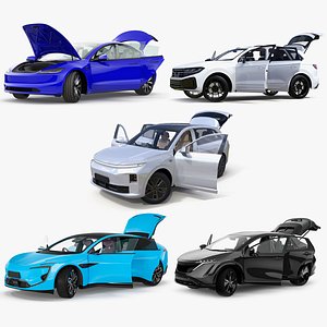 Rigged Generic Electric Cars Collection 3