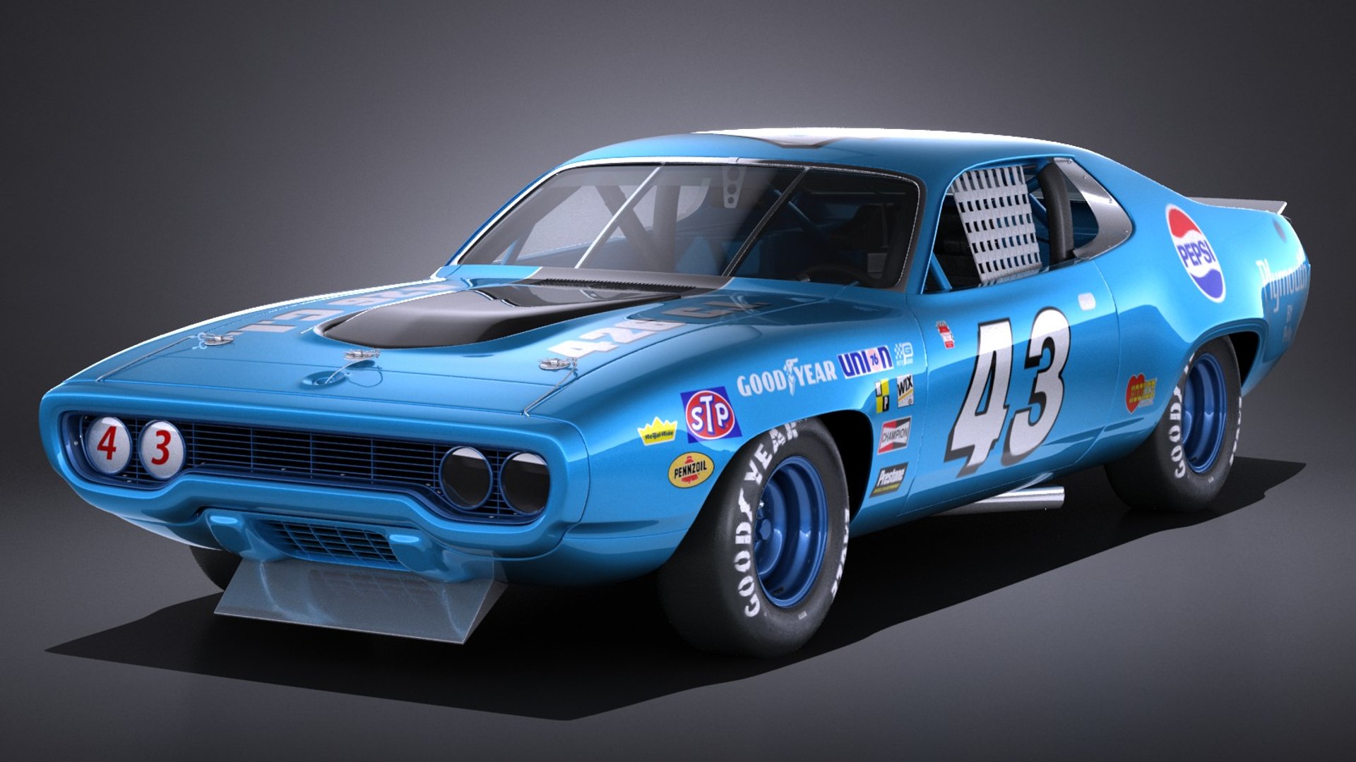 plymouth roadrunner nascar 3d model