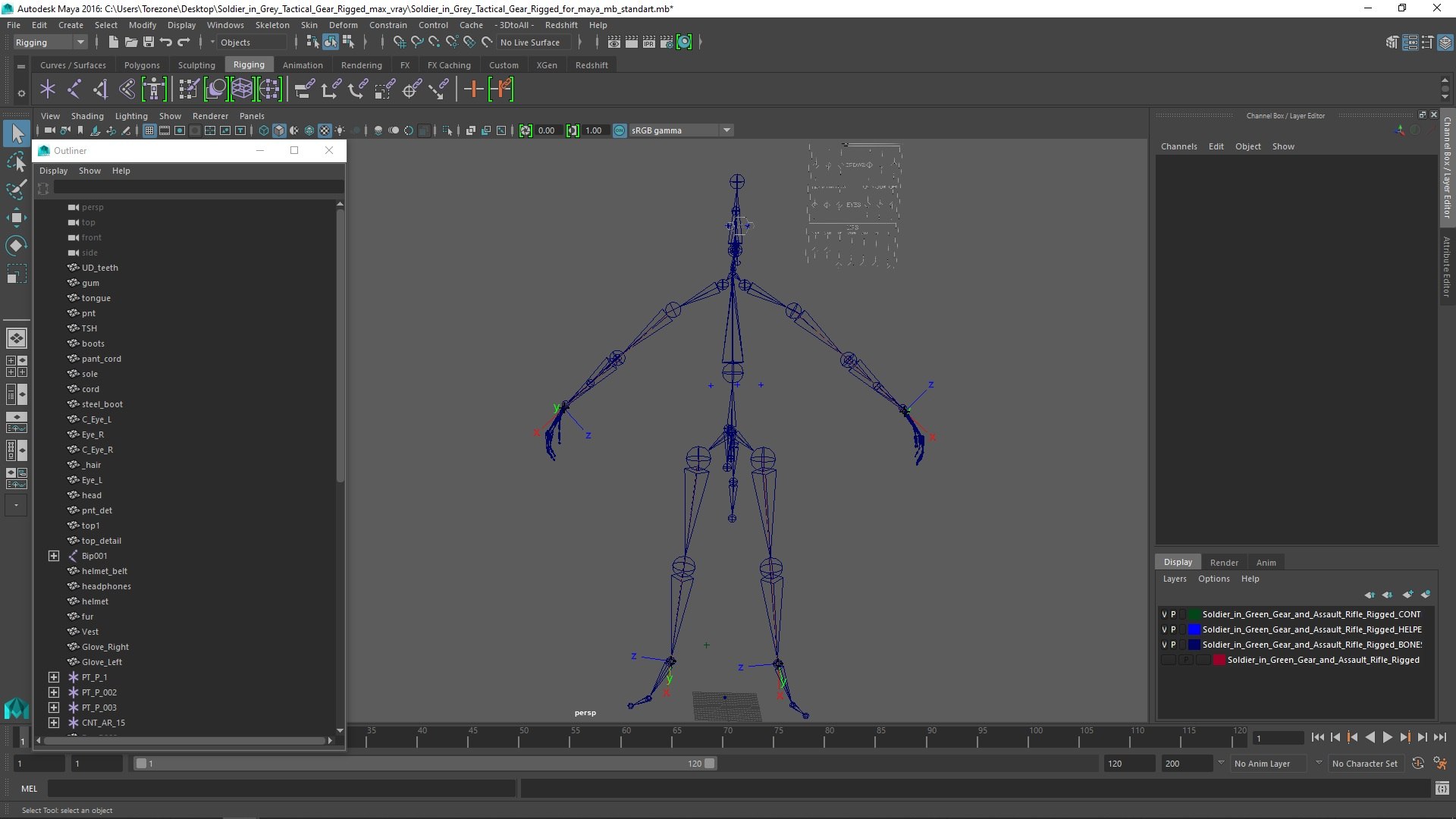 3D Soldier In Grey Tactical Gear Rigged For Maya Model - TurboSquid 2282263