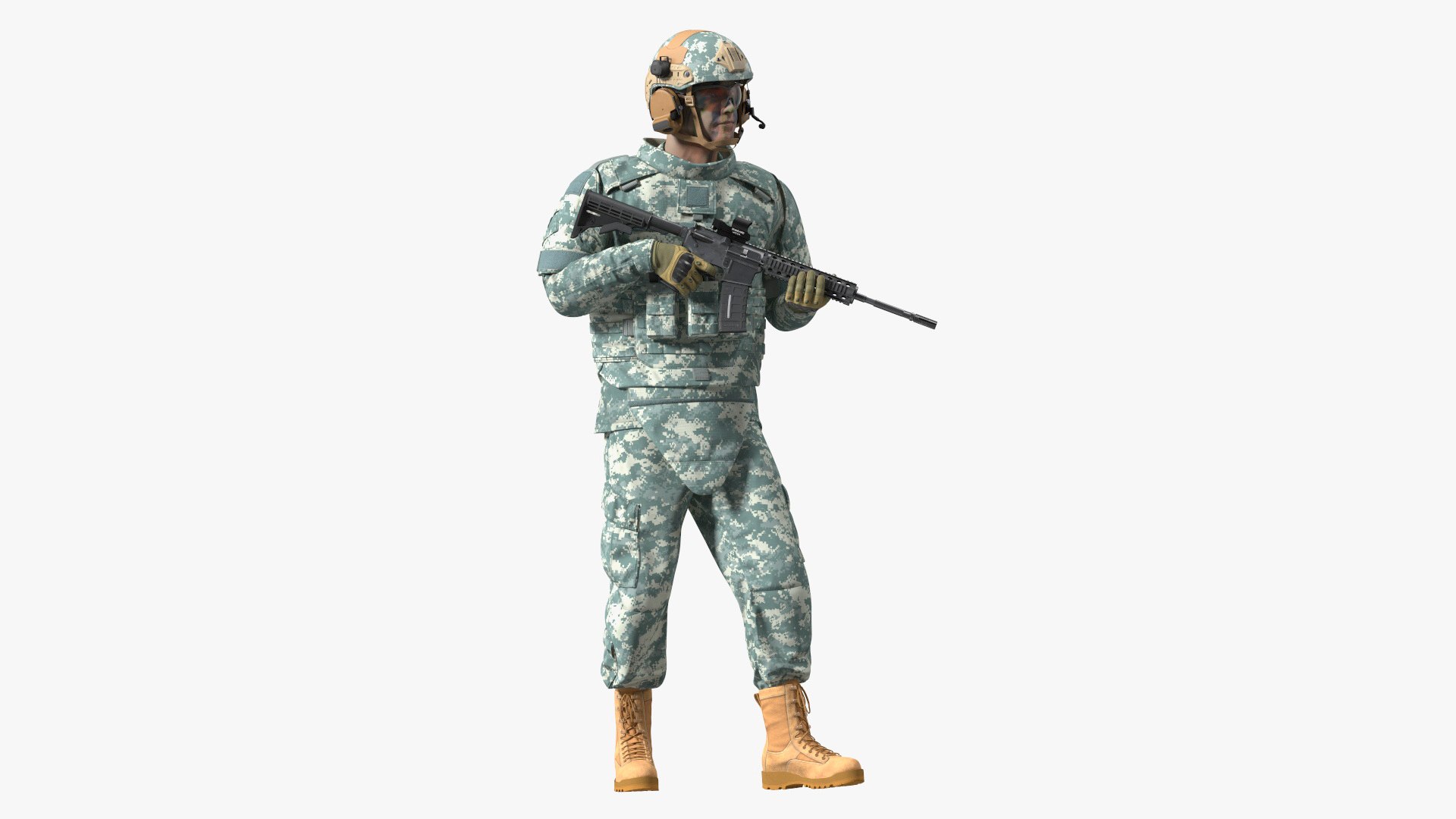 Soldier in Grey Tactical Gear Rigged for Maya 3D model preview