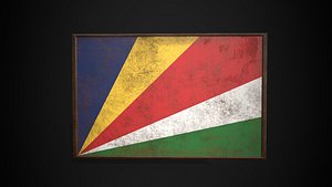 Old Picture Frame With Seychelles  Flag - Game Ready PBR Low-poly 3D Model