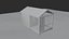 Modelo 3D realista de cabana rústica de madeira com varanda.