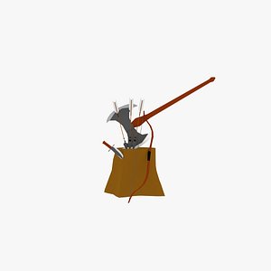 3D model axe bow knife